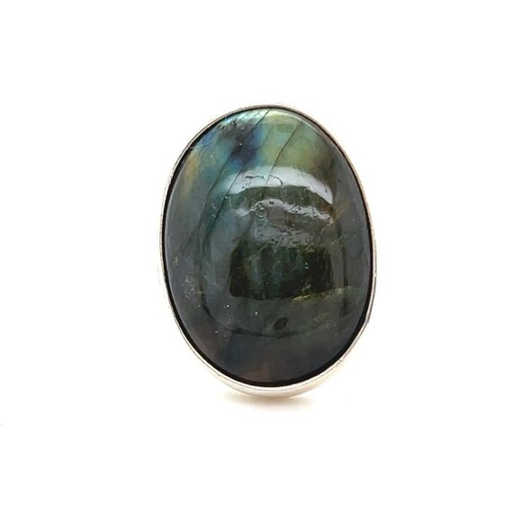 925 Silver Oval Shaped Stone Ring - Picture 1 of 10